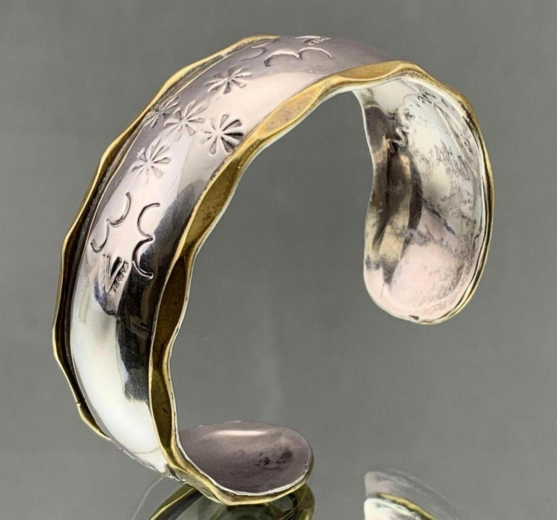 Sterling Silver Cuff Bracelet With Fine Floral Stamp (1 of 8)