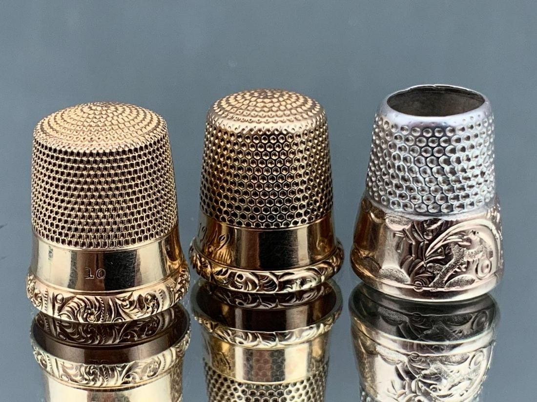 3 10k Gold And Silver Thimbles, 11g (1 of 6)