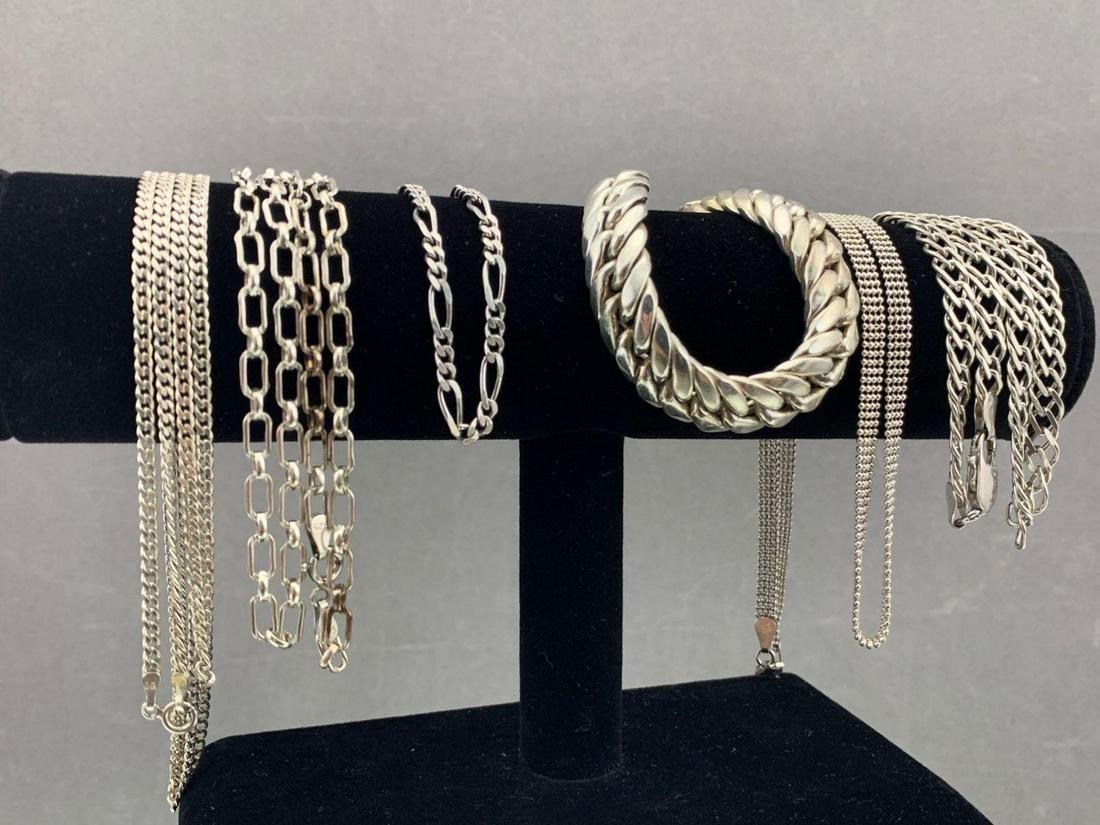 Sterling Silver Jewelry Lot Of Chains And Bracelets (1 of 15)