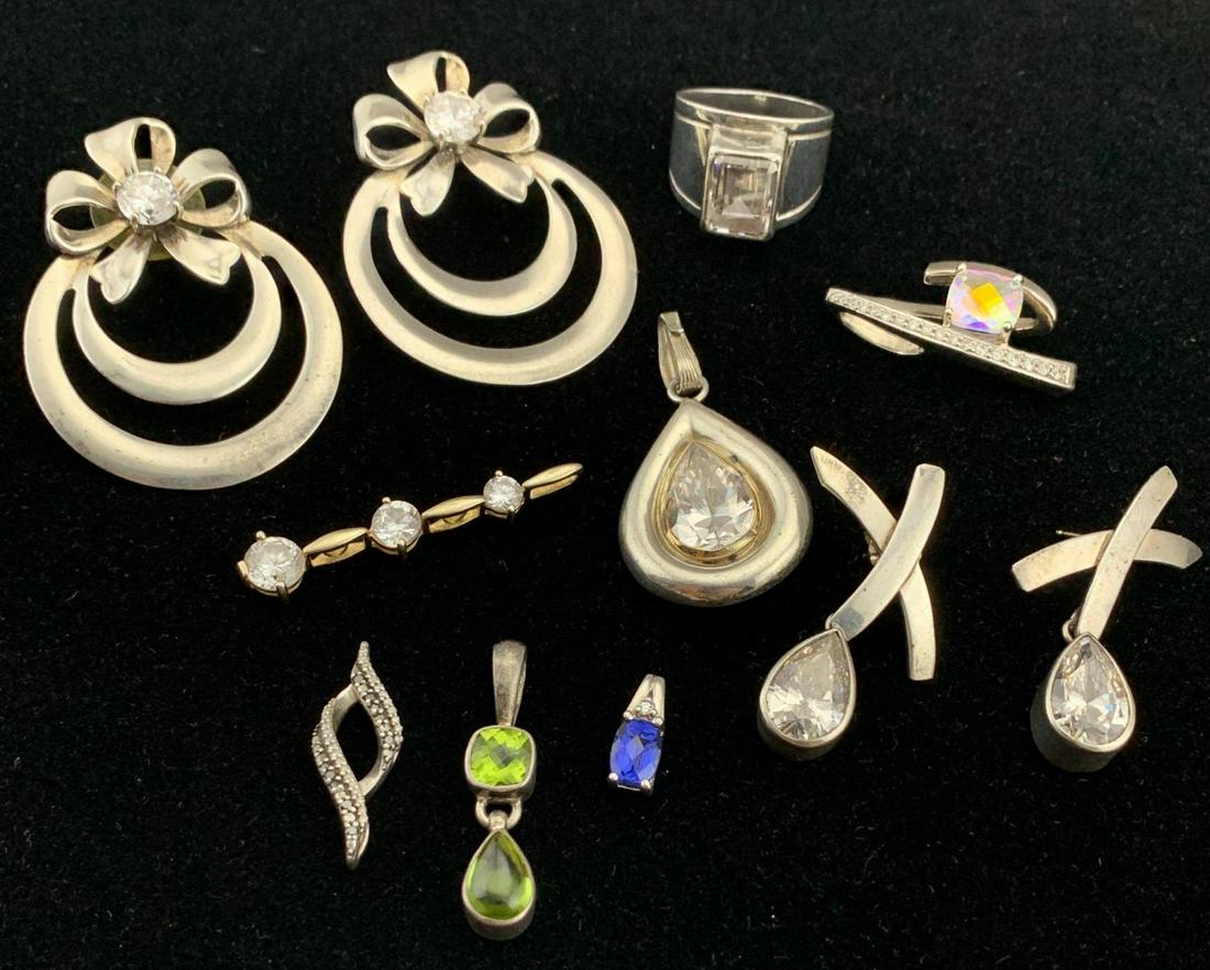 Sterling Silver Jewelry Lot with Diamonds And Crystals (1 of 20)