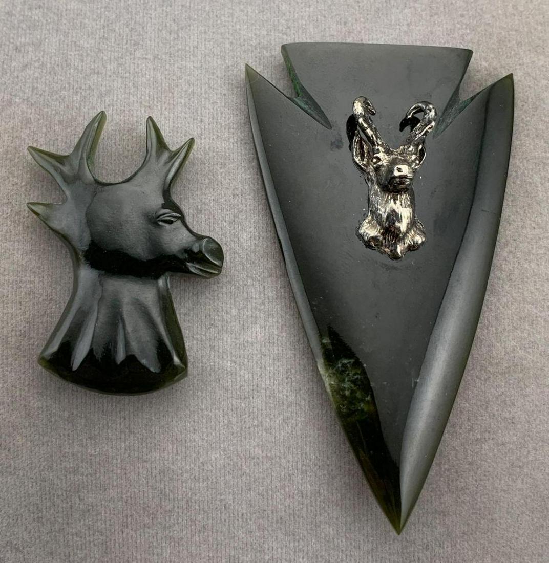 Alaskan Jade Carvings One With Sterling Silver Deer (1 of 10)