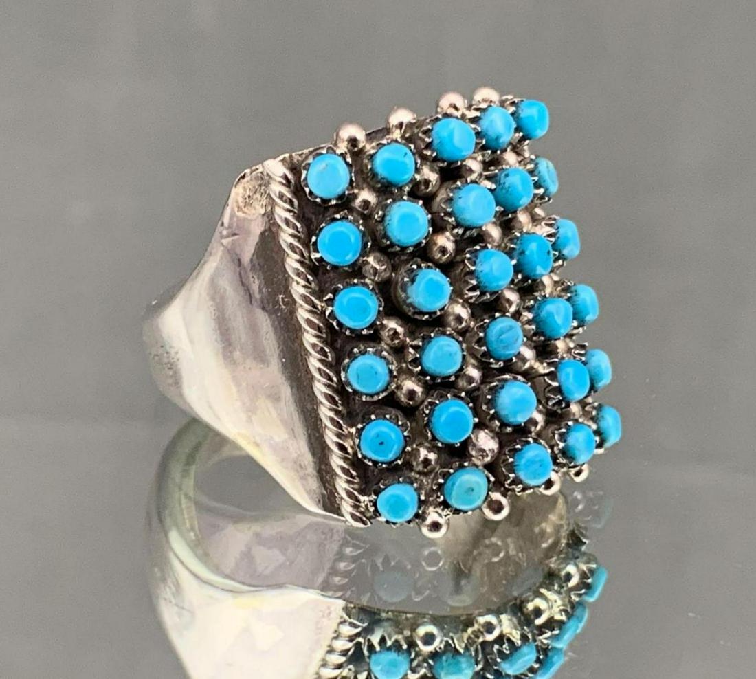 Zuni Sterling Turquoise Snake Eyes Ring, 12.5g (1 of 8)