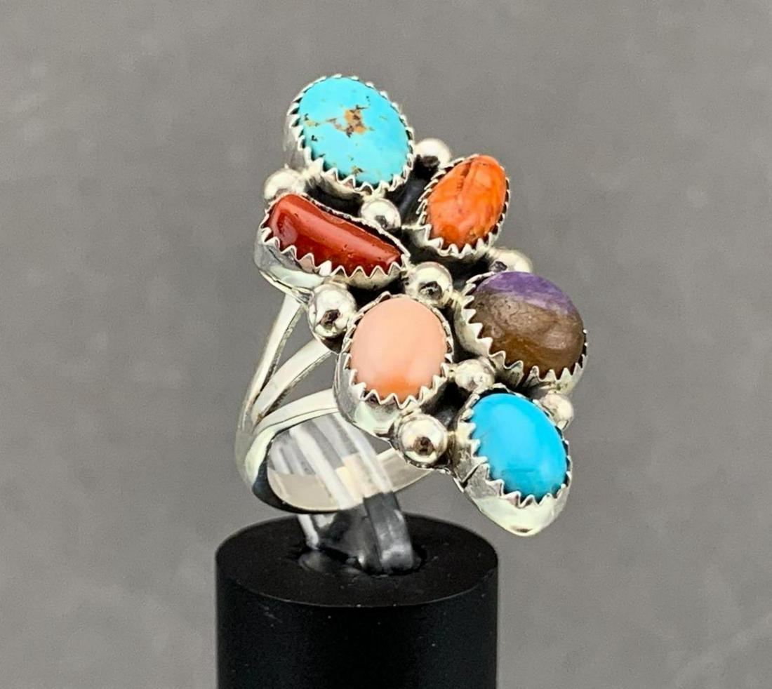 Sterling Silver Multi Gemstone Ring by Navajo (1 of 8)