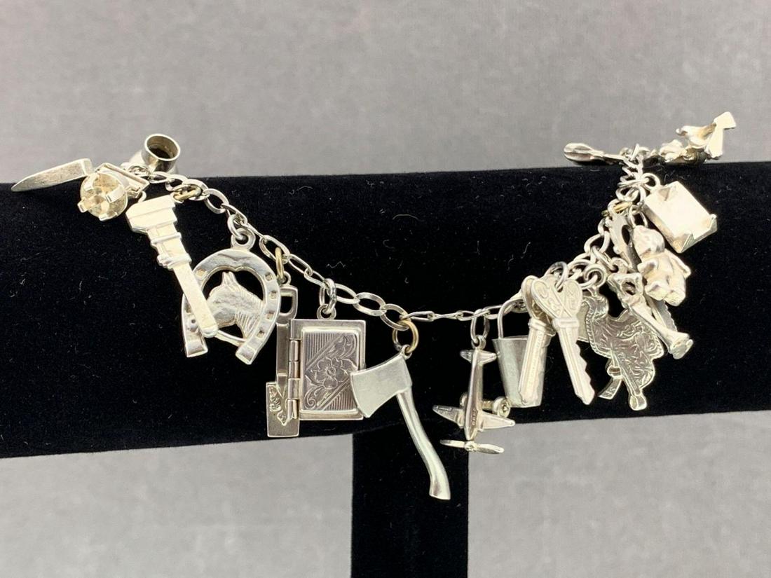 Sterling Silver Wild West Themed Charm Bracelet, 36.2g (1 of 12)