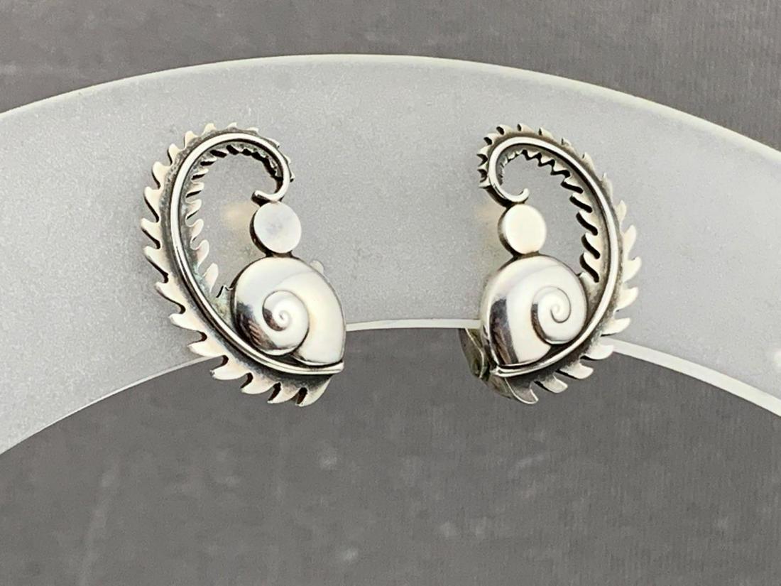 Sterling Silver Georg Jensen Denmark Earrings, Shell (1 of 7)