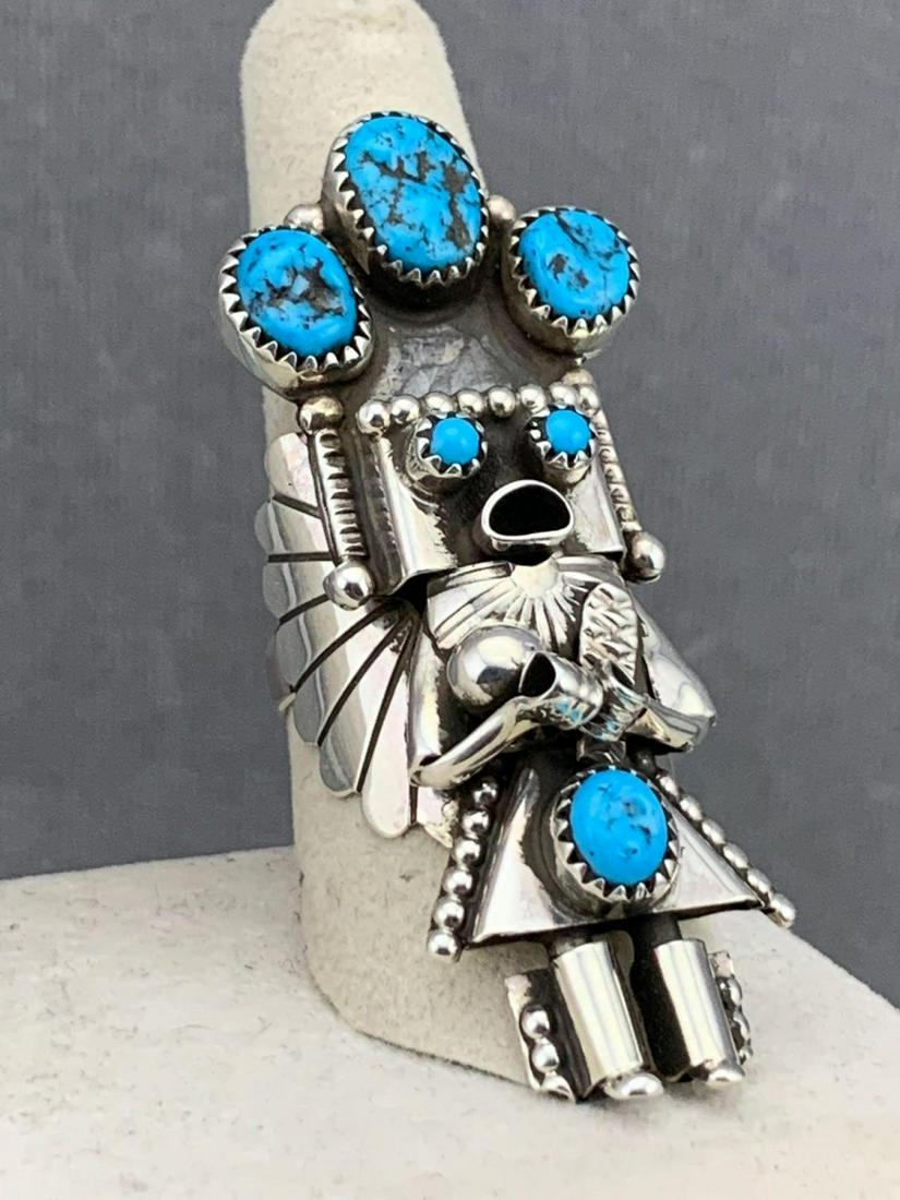 Navajo Sterling Silver and Bezel Set Turquoise Kachina (1 of 10)