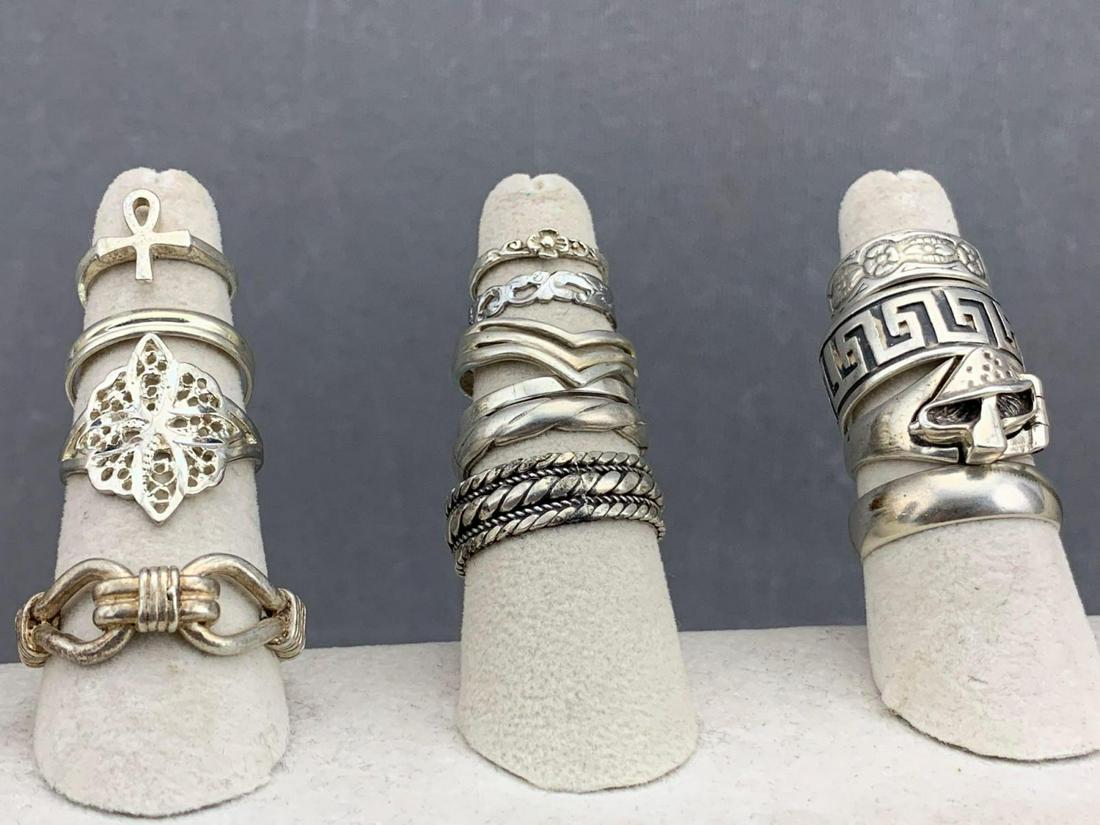 Lot of 14 Sterling Silver Rings, 46.4g (1 of 15)