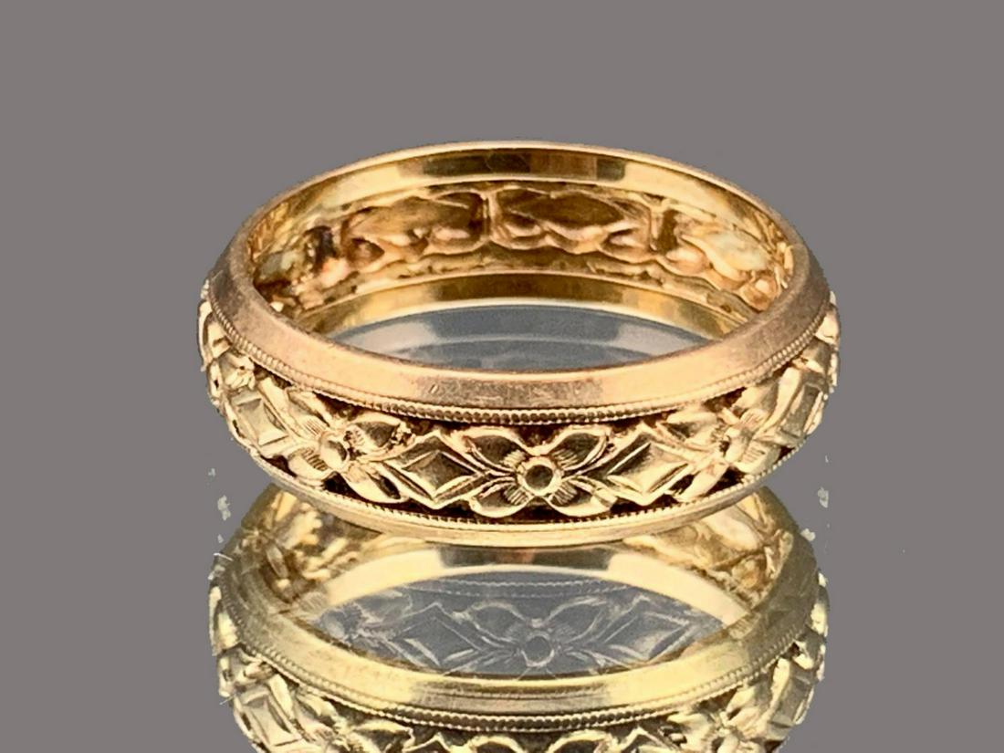 14k Gold Ring With Flower Detail, 3.8g (1 of 6)