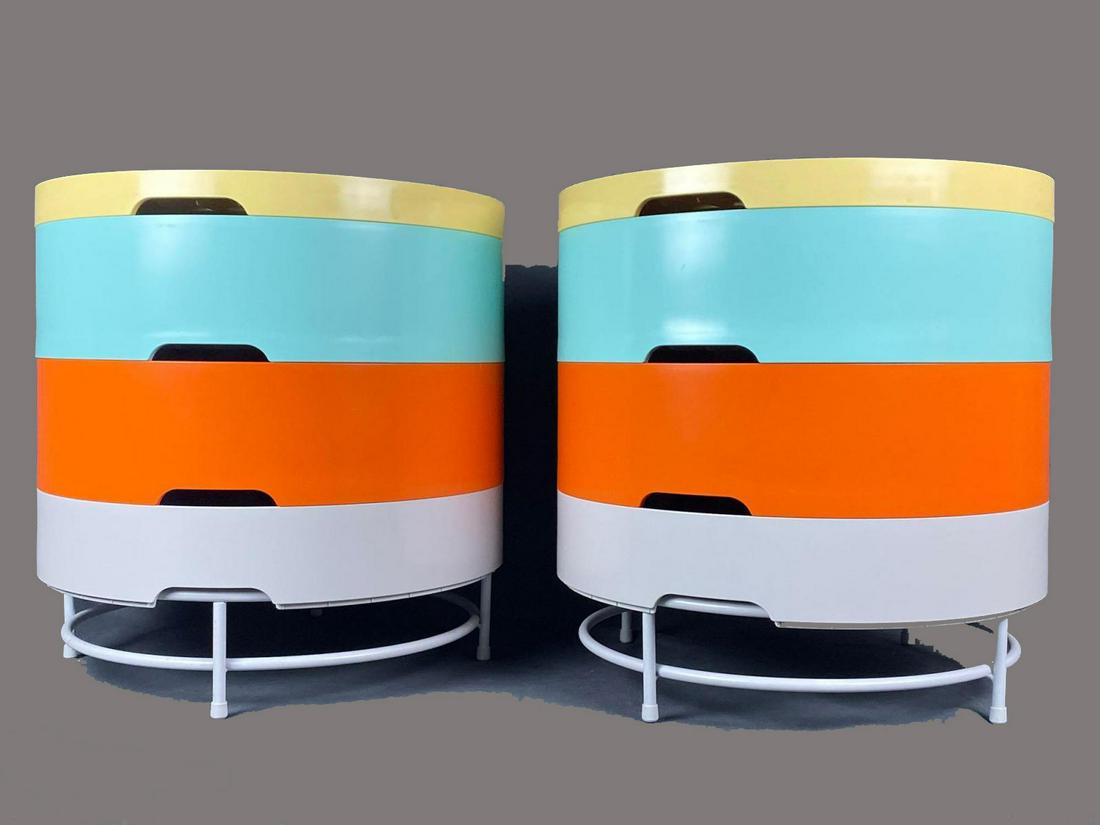 Modernist Circular Stackable End Tables With Drawers (1 of 10)