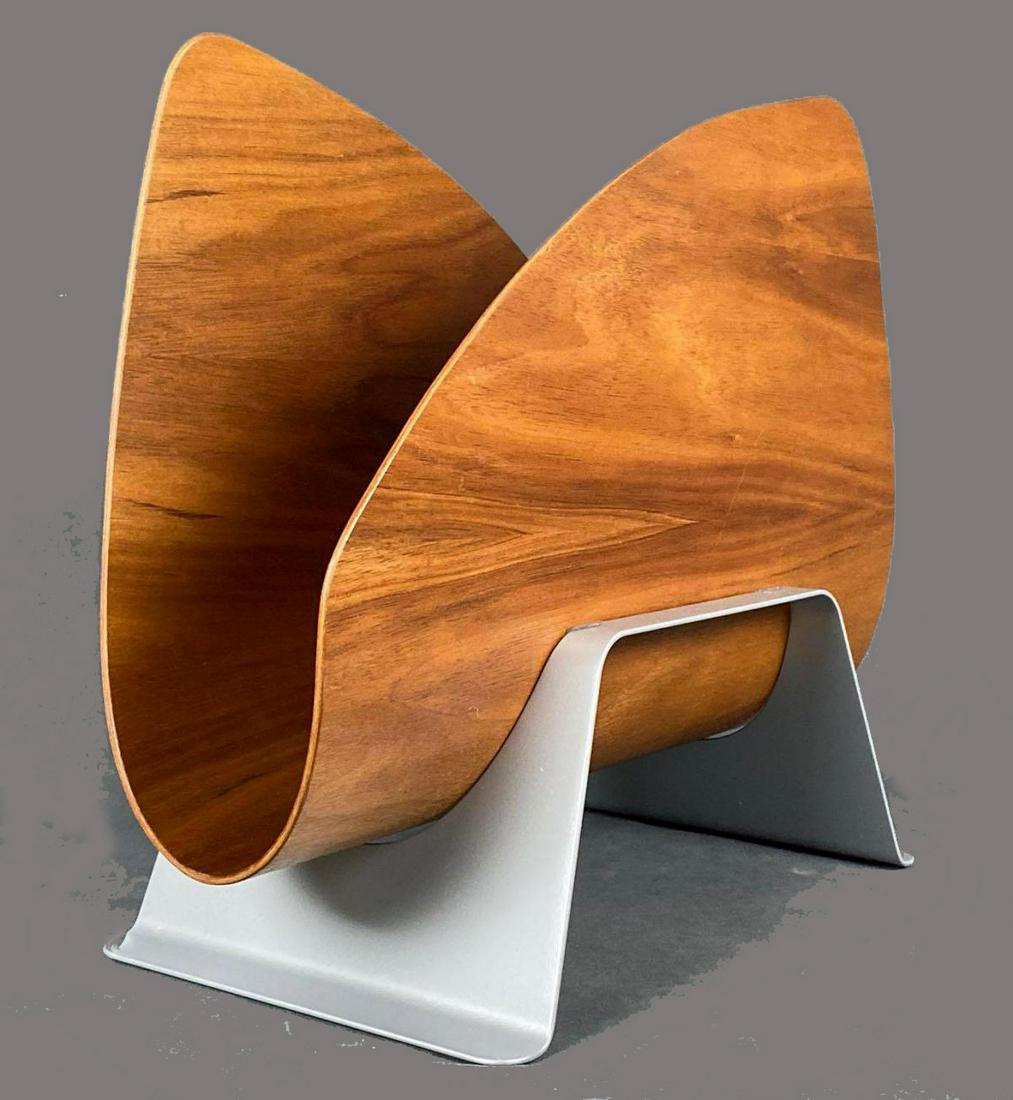 Modernist Bentwood Sail Form Magazine Rack: Modernist Sail Magazine Rack, designed and handmade in Australia. Approximately 18 x 9 x 15in. New Condition