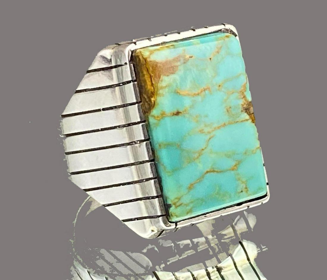Navajo Sterling Silver Man's Ring With Rectangular Cut (1 of 7)