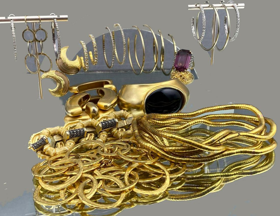 Large Costume Jewelry Lot in Gold and Crystals (1 of 13)