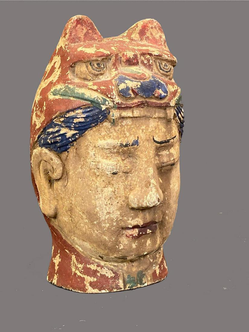 Older Eastern Buddha Head, Wood With Original Plaster (1 of 15)