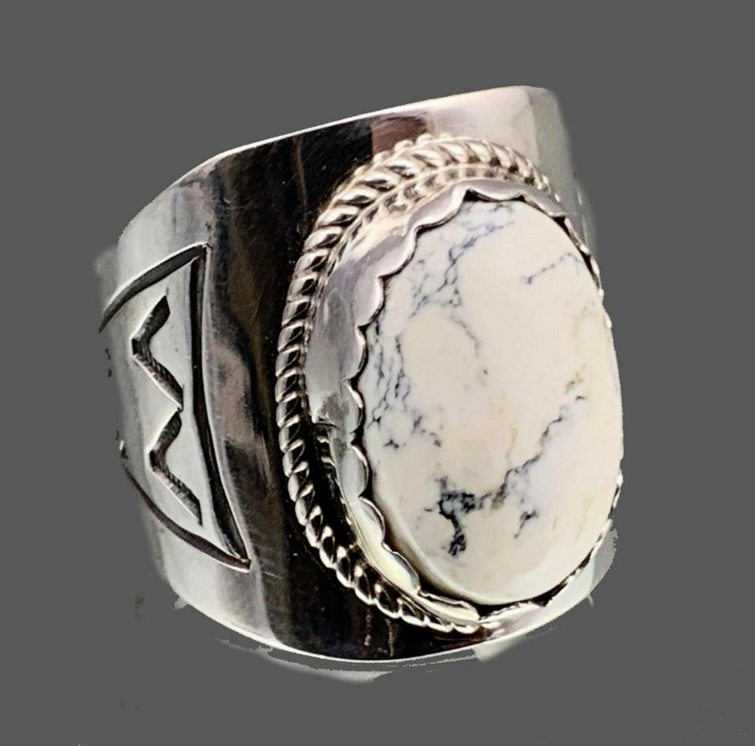 Navajo Sterling Silver And White Buffalo Turquoise (1 of 8)