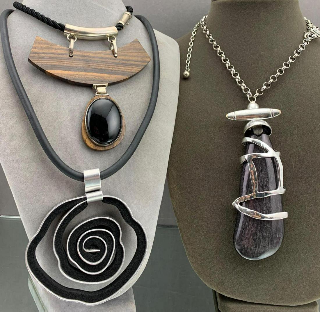 Lot of 3 Mixed Media Designer Statement Necklaces (1 of 15)