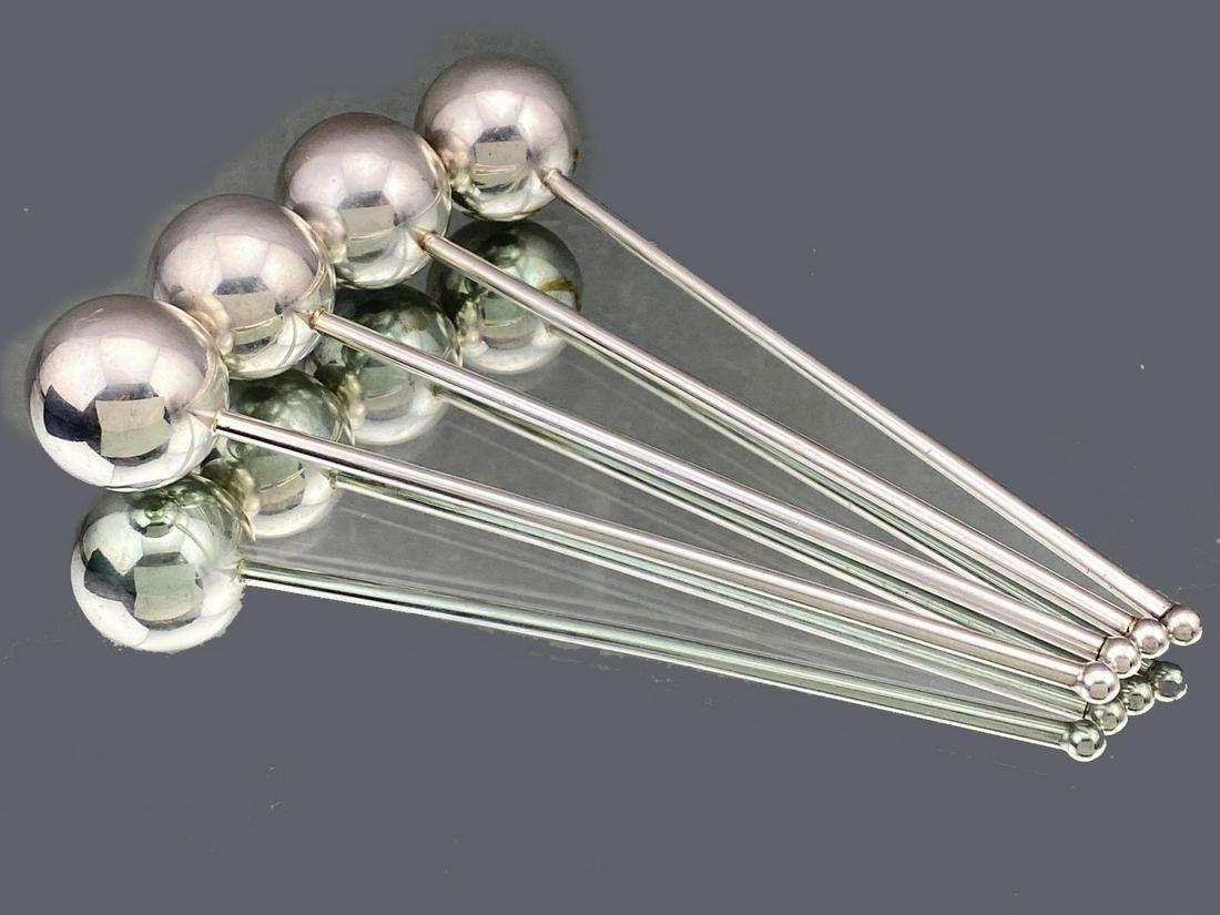 4 Vintage Sterling Silver Orb Cocktail Stir Sticks (1 of 5)