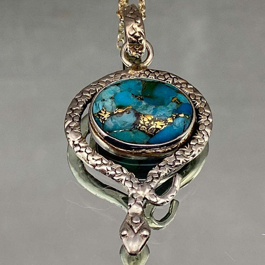 Sterling Silver Turquoise Snake Pendant with Chain (1 of 8)