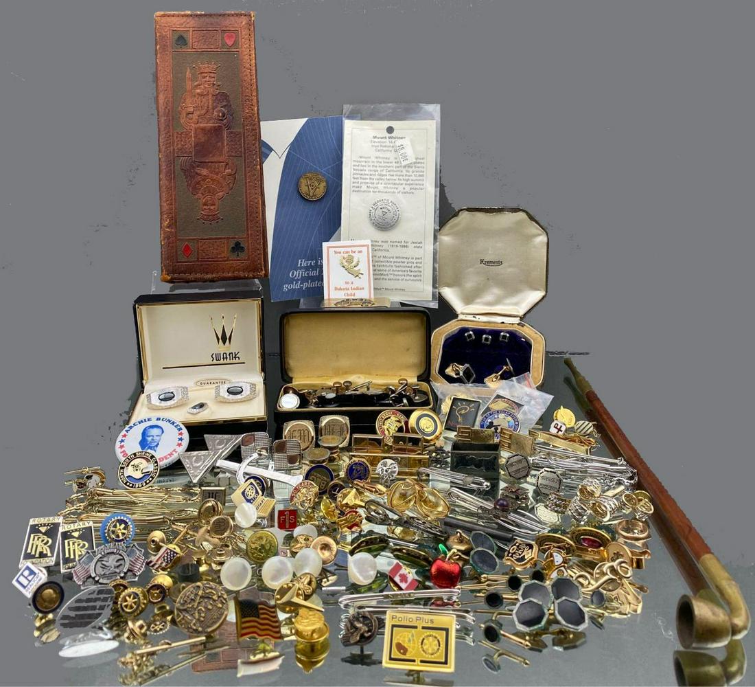 Huge Man Lot of Cuff links, Opium Pipe, Playing Cards (1 of 20)