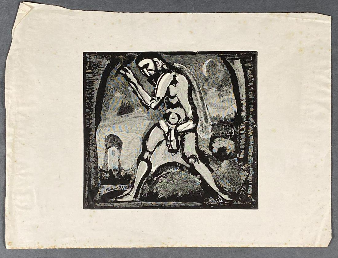 George Roualt Wood Block or Linocut Print of Man, (1 of 6)