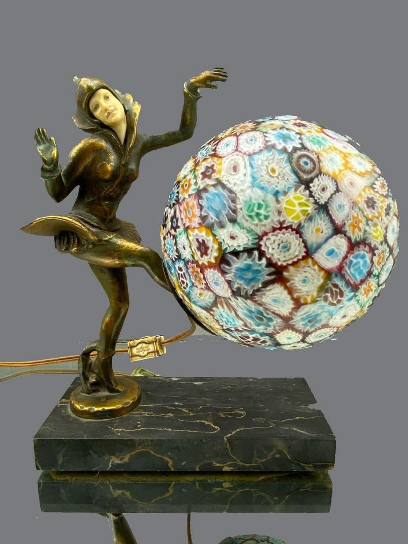 1925 Art Deco Painted Spelter Lamp After Ignacio Gallo (1 of 17)