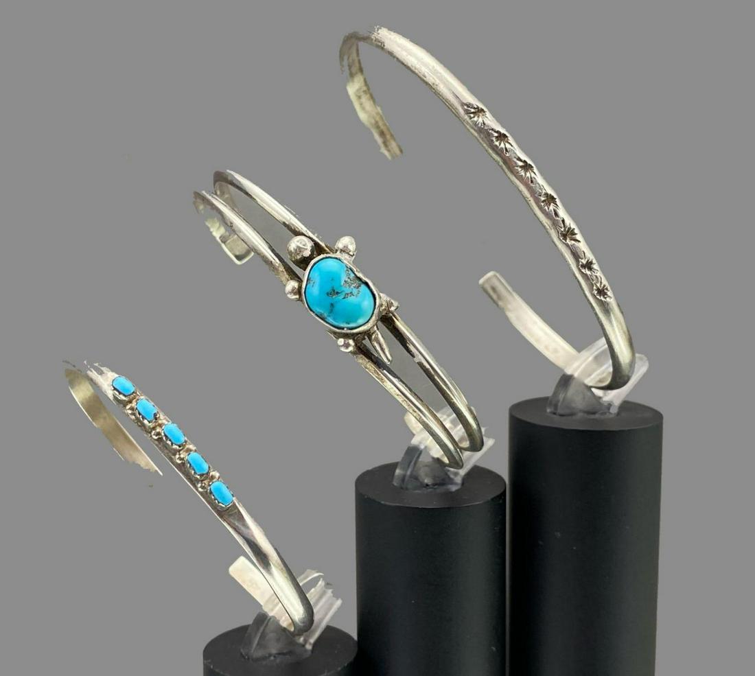 Navajo and Zuni Sterling Silver and Turquoise Cuffs (1 of 15)