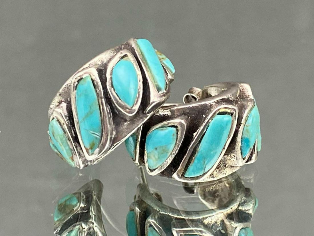 Native American Sterling Silver and Turquoise Half Hoop (1 of 6)