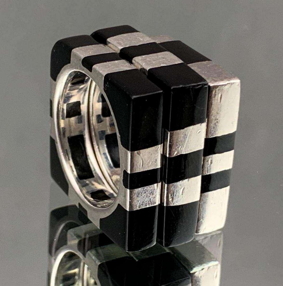3 Sterling Silver and Black Lucite Stackable Designer (1 of 11)