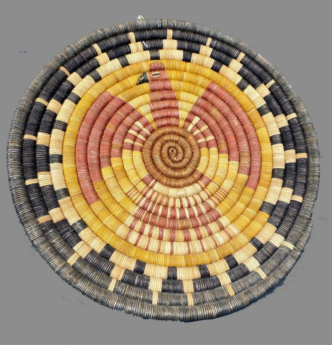 Vintage Hopi Polychrome Red Eagle Wicker Coil Plaque by (1 of 10)