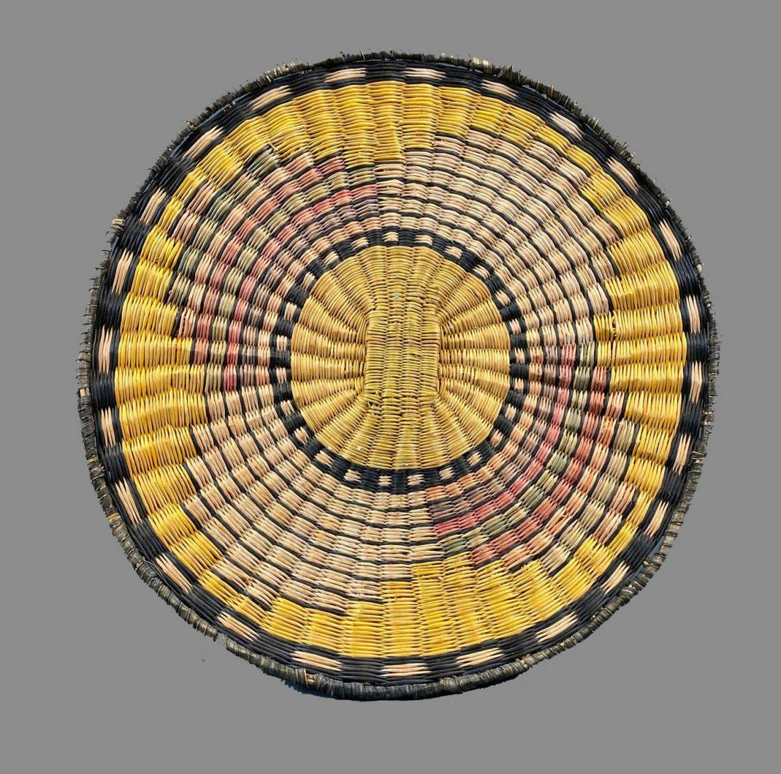 Vintage Hopi Polychrome Wicker Basketry Plaque (1 of 6)