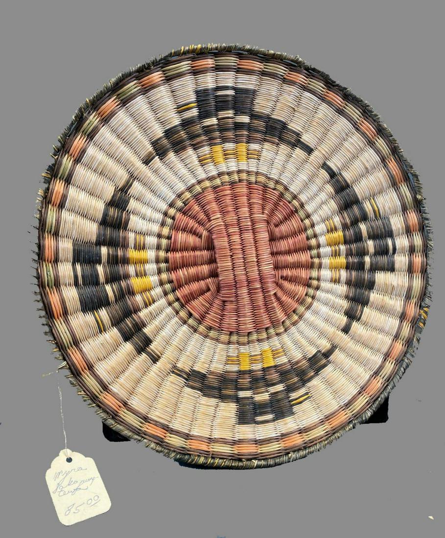 Vintage Hopi-Tewa Polychrome 4 Eagle Wicker Plaque (1 of 6)