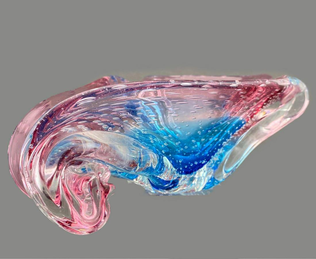 Murano Art Glass Pink and Blue Dish with Controlled (1 of 16)