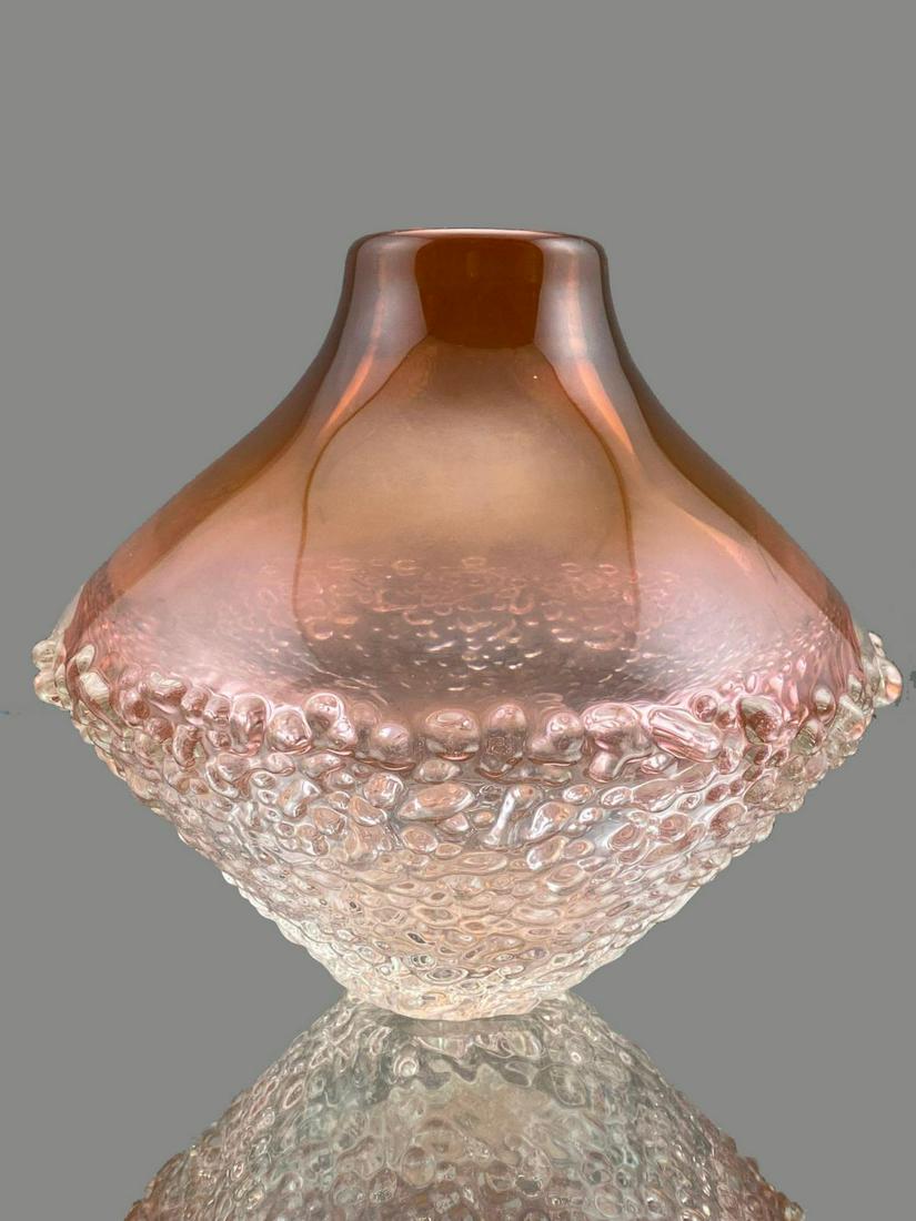 Pink Pebble Textured Art Glass Vase, Signed Colin Stone (1 of 7)