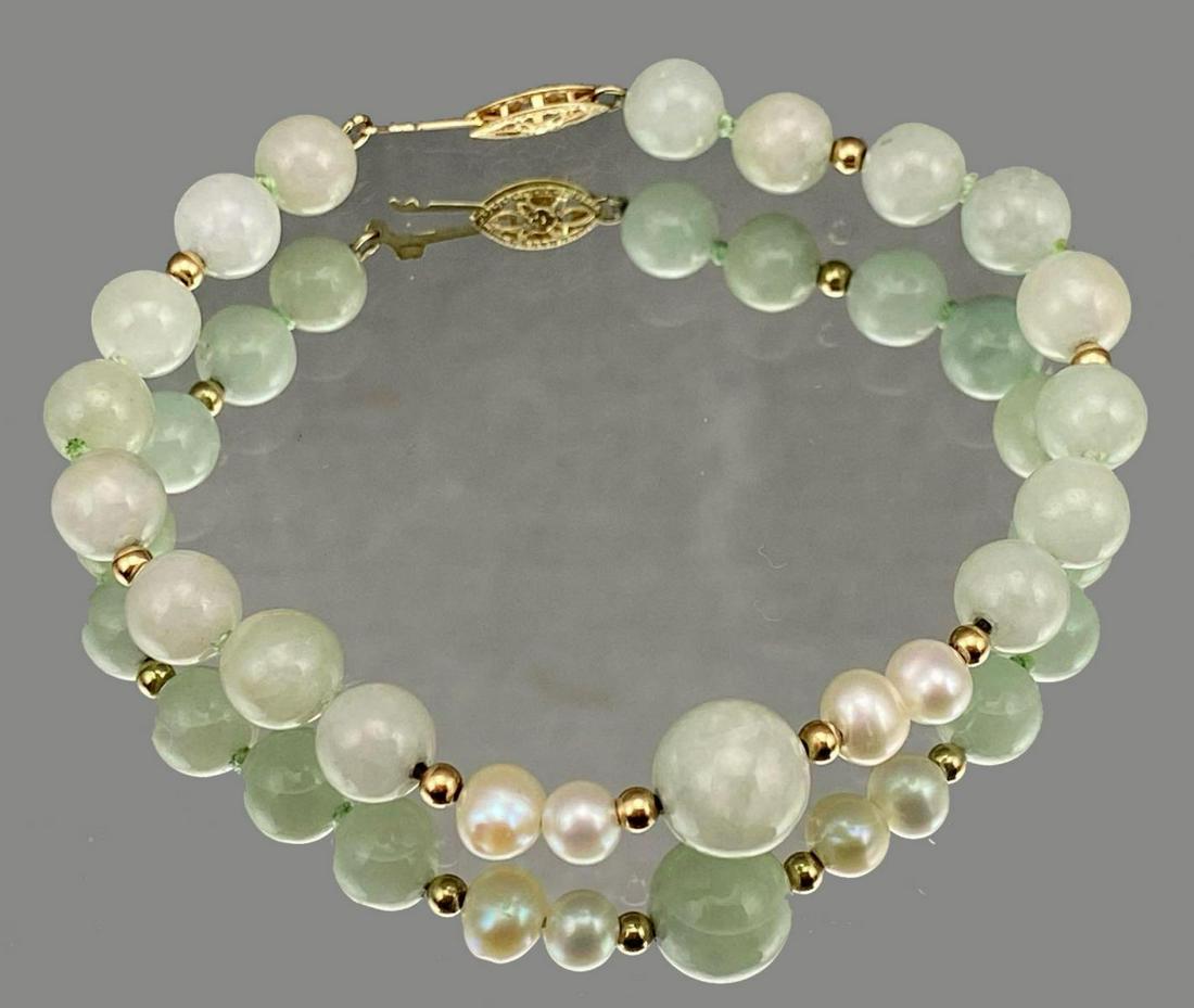 14k Gold Jade And Pearl Bracelet (1 of 8)