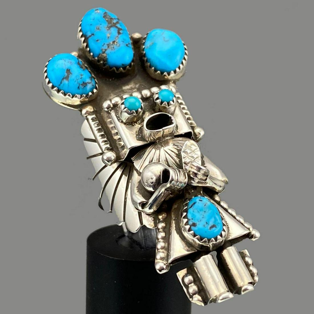 Navajo Sterling Silver And Bezel Set Turquoise Kachina (1 of 13)