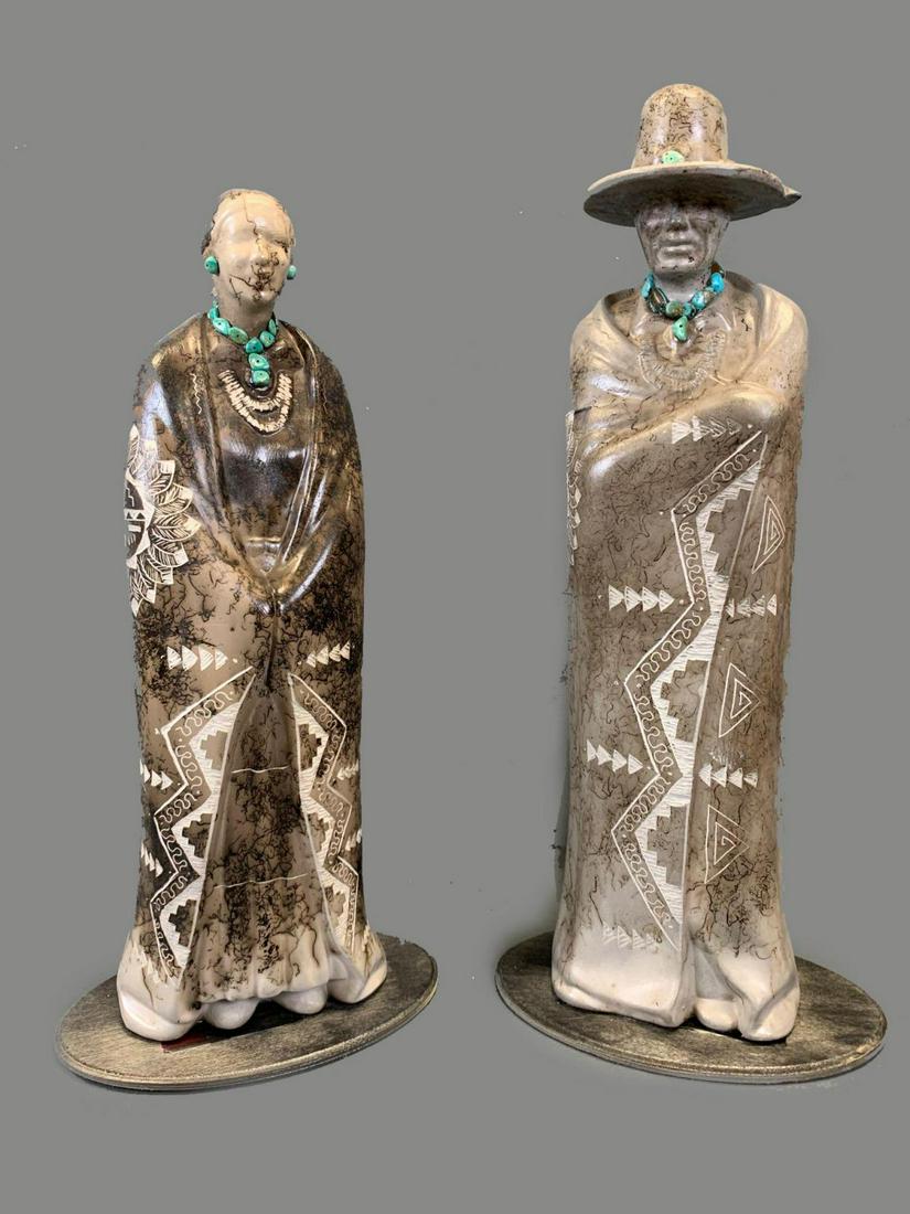 "Grand Couple" Horse Hair Pottery By Navajo Artist Jack (1 of 8)