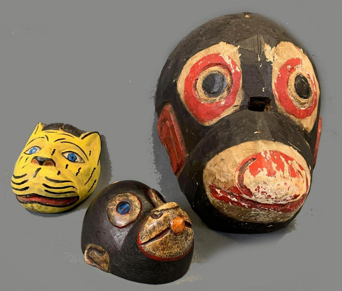 3 Older Central American Hand Painted Masks (1 of 9)