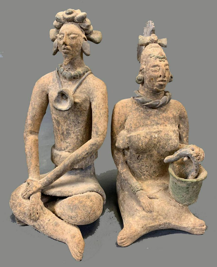 Pair of Seated Central American Clay Figures (1 of 9)