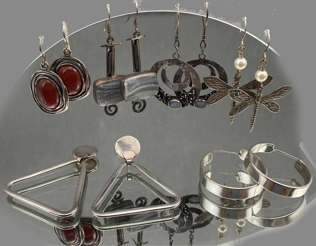 6 Pairs Of Sterling Silver Earrings, 52.7g (1 of 19)