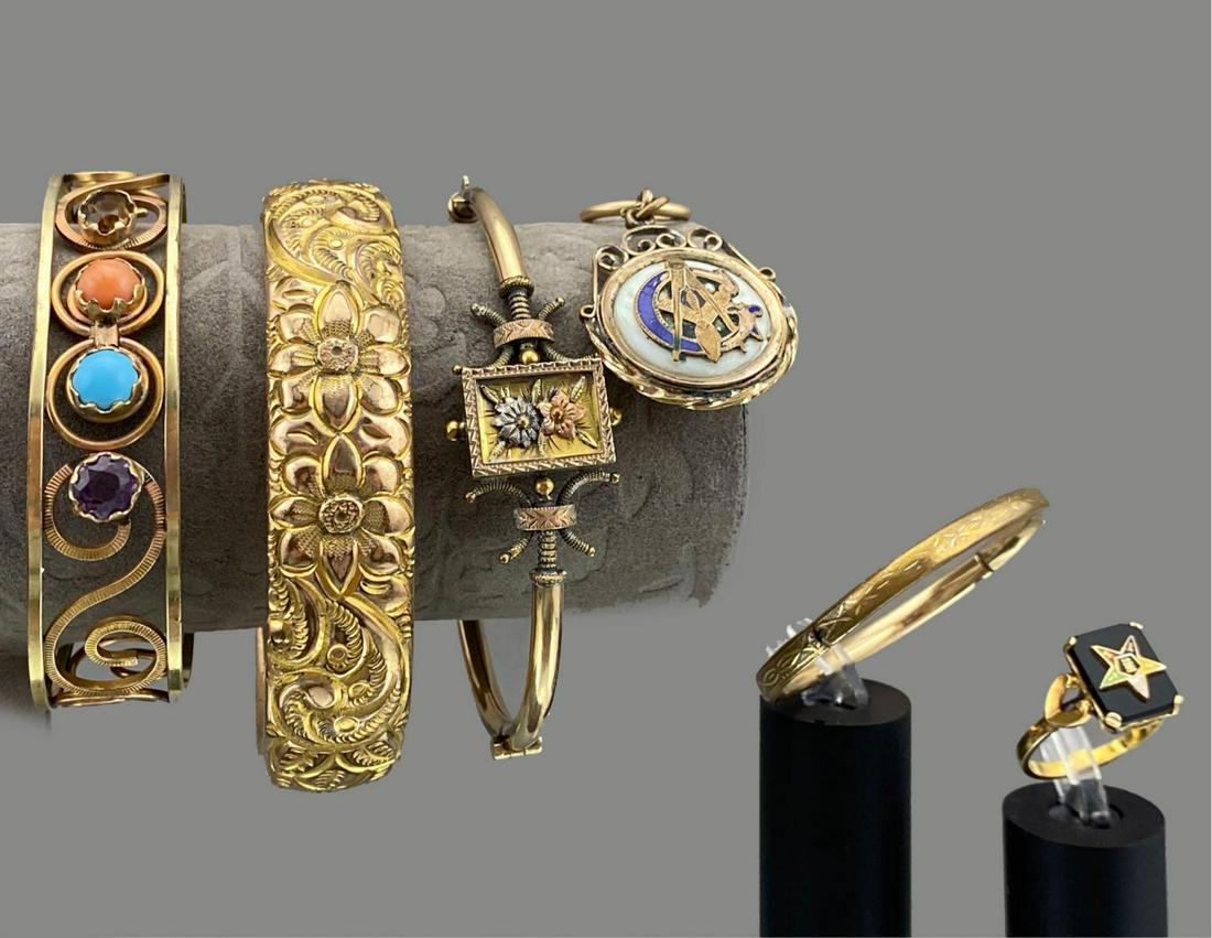 6 Piece Jewelry Lot, to include 4 gold filled bracelets (1 of 16)