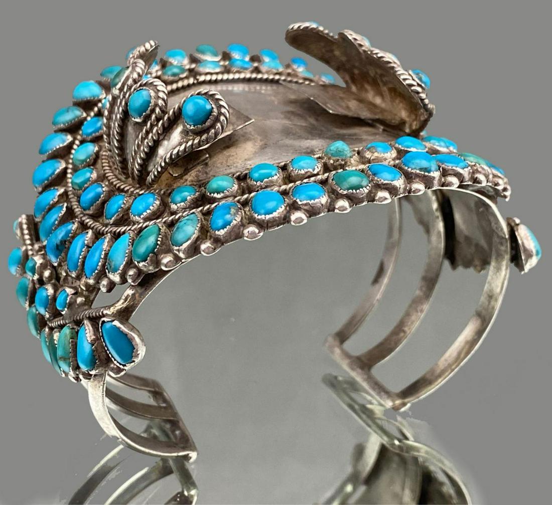 Sterling Silver Early Zuni Watch Cuff With 98 Bezel Set (1 of 12)