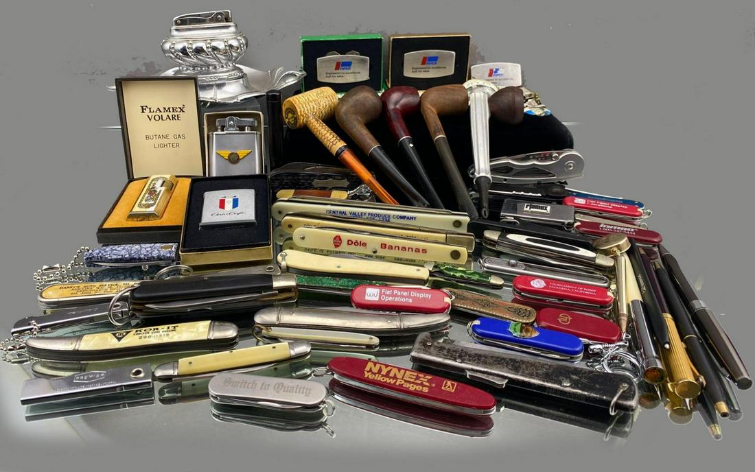 Large Man Lot of Lighters, Pipes, Advertising Pens and (1 of 20)
