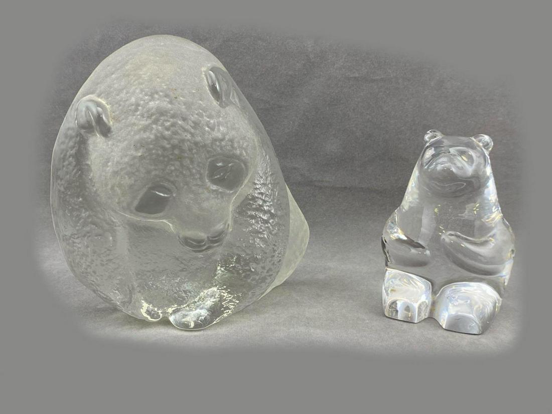 2 Art Glass Bear Paperweights, Viking, Orrefors (1 of 9)