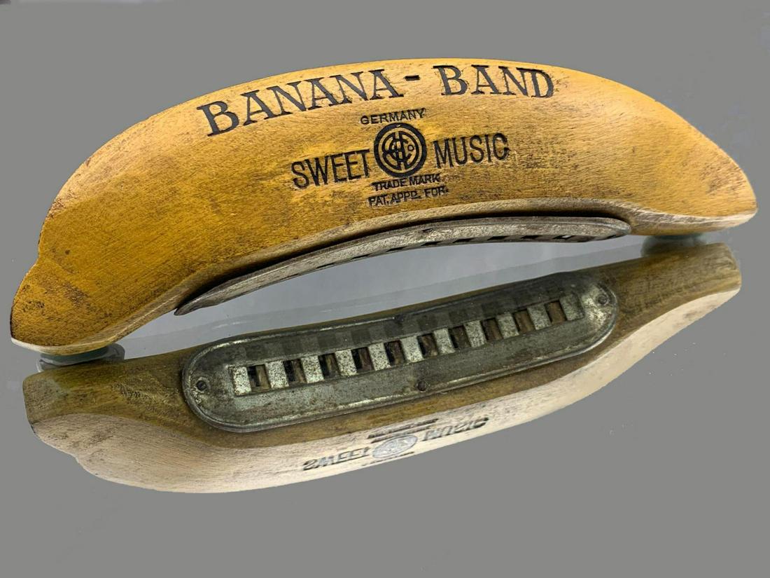 Rare Vintaage Wooden Harmonica "Banana Band" By F.A. (1 of 7)