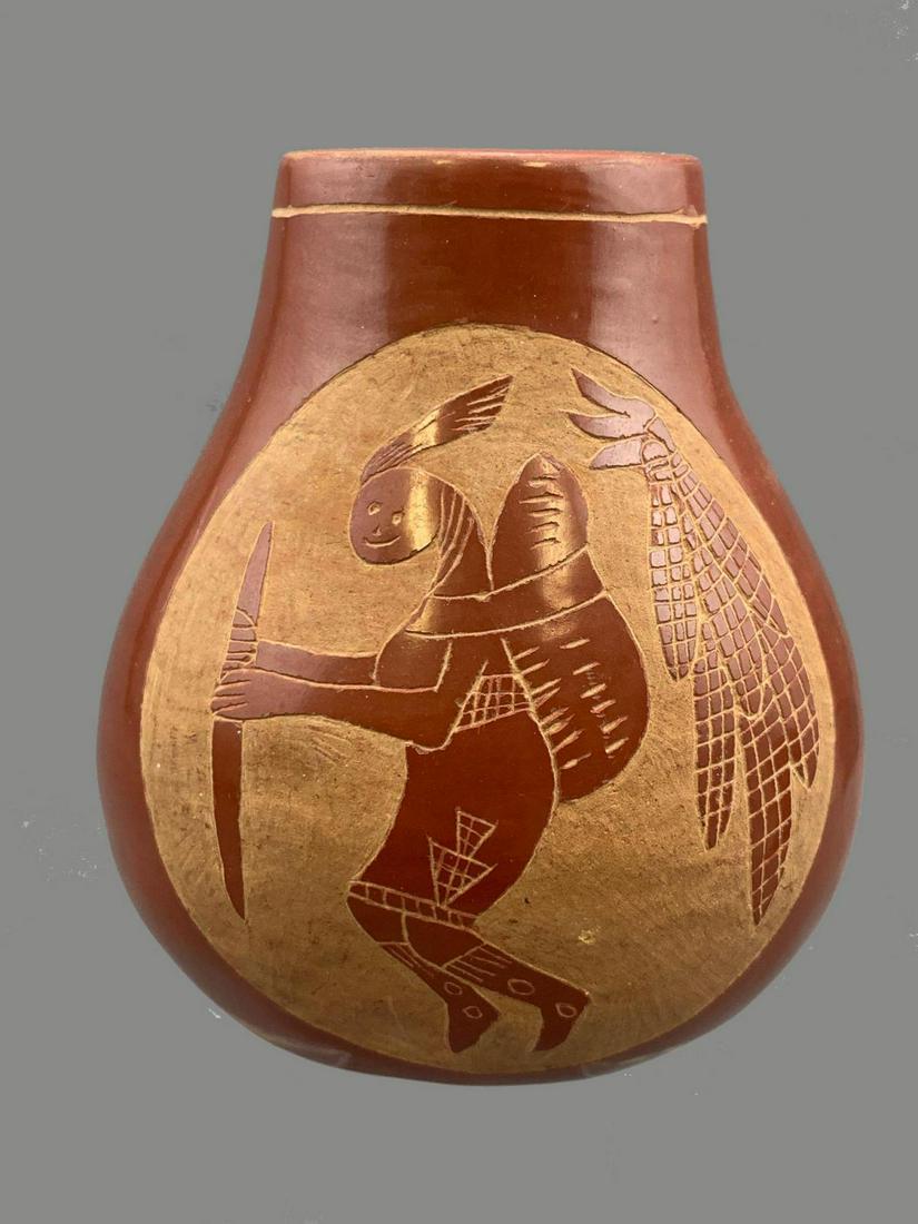 Sunflower Tafoya Santa Clara Pueblo Carved Redware (1 of 6)