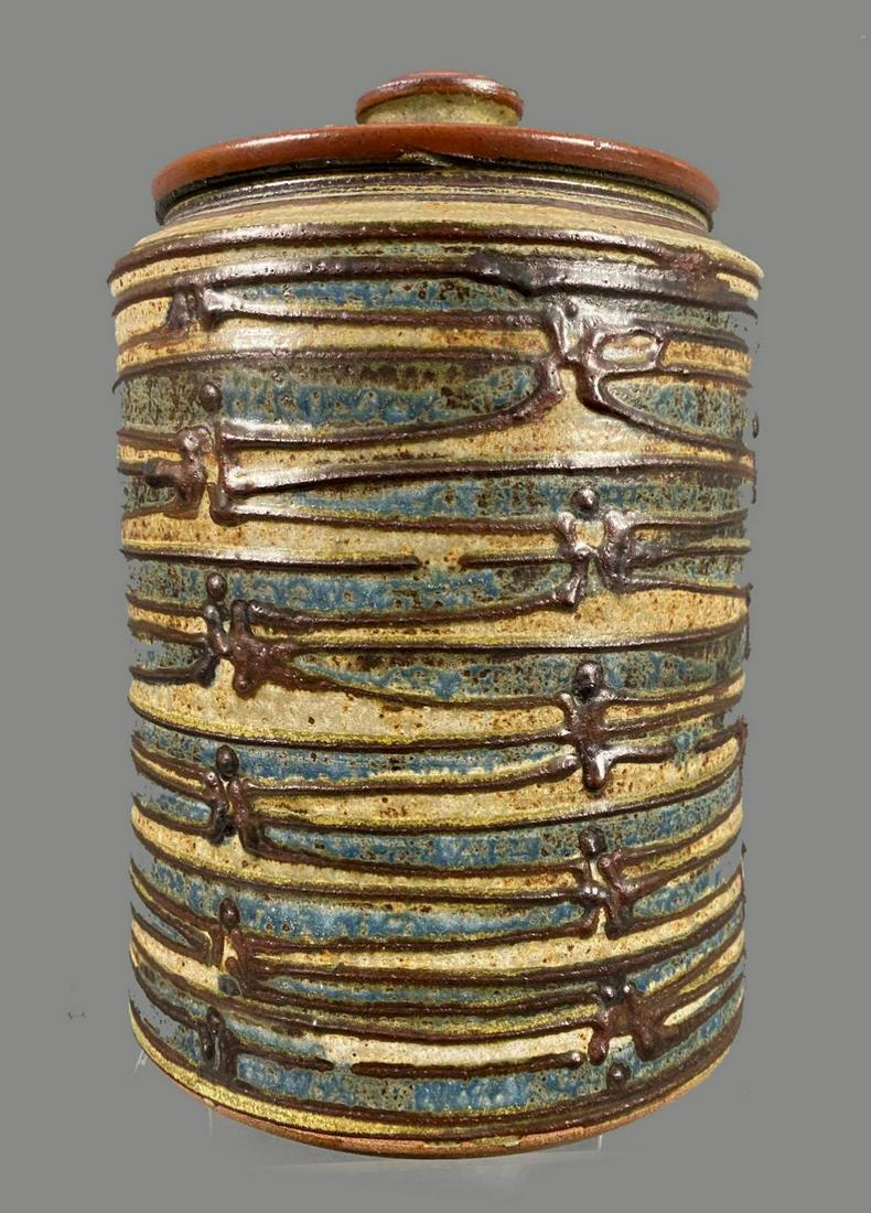 Mid Century Modern Bill Creitz Blue And White Lidded (1 of 13)