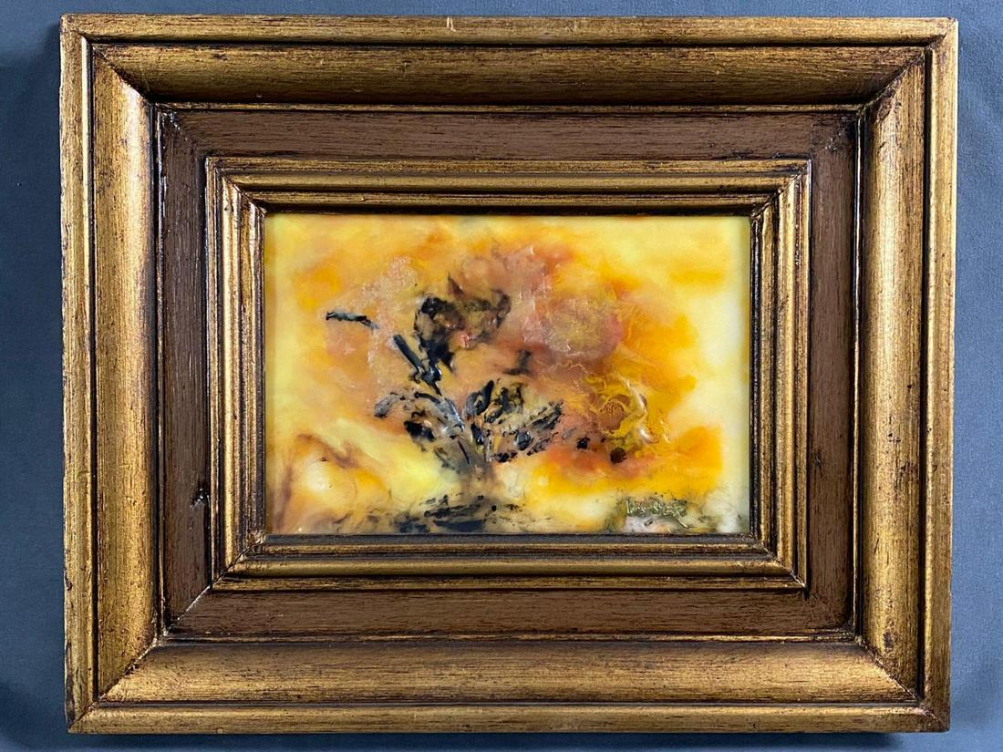 Mid Century Modern Encaustic Painting, Titled Canyon (1 of 8)
