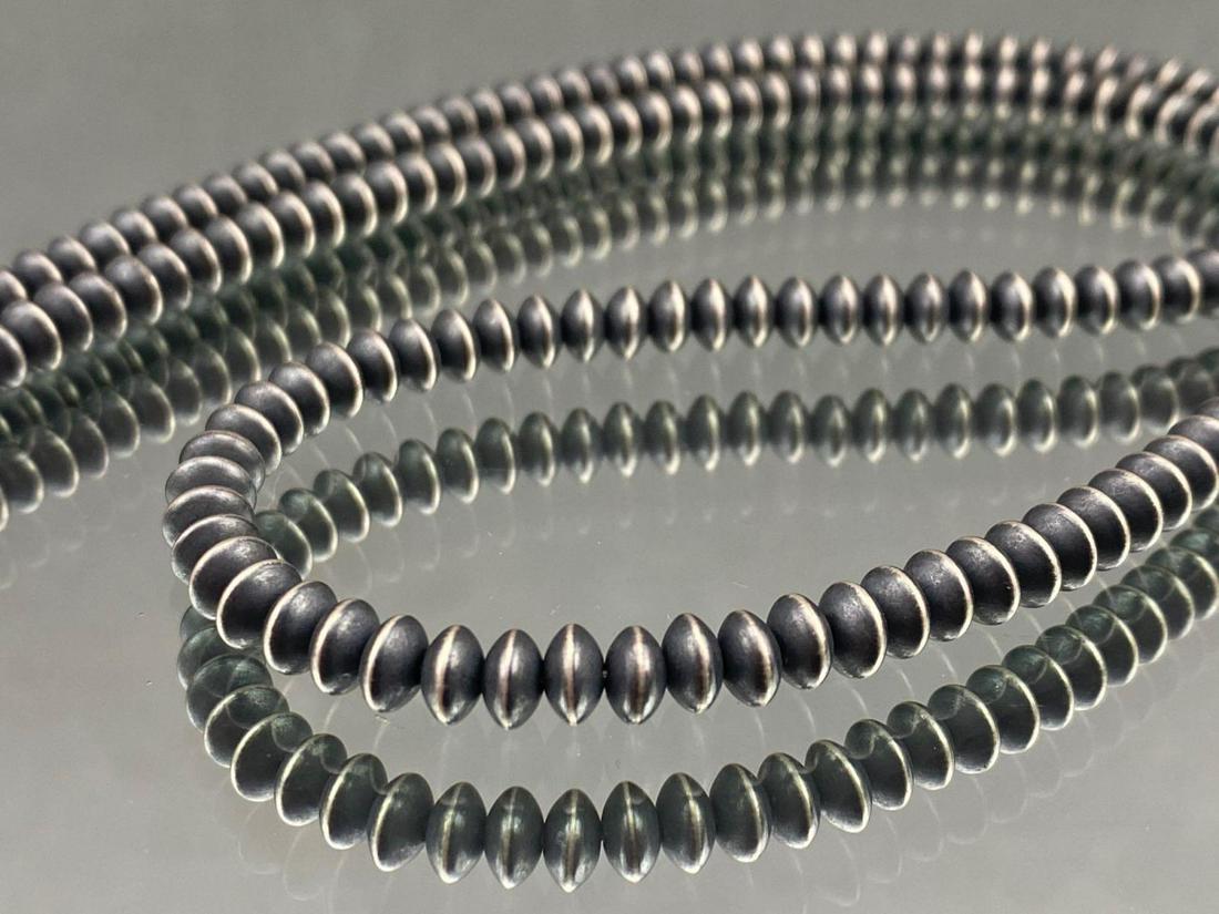 Navajo Sterling Silver Bench Bead Pearl Necklace (1 of 4)
