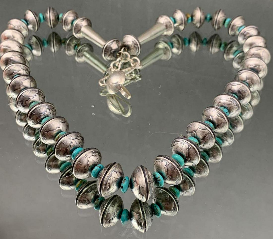 Navajo Mecury Dime Necklace By james McCabe (1 of 8)