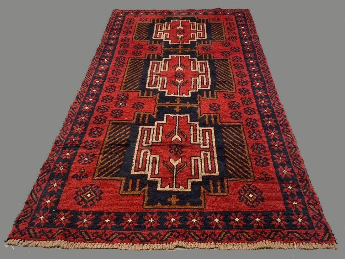 Afghan Camel Wool Tribal Rug in Deep Reds & Blues with (1 of 10)