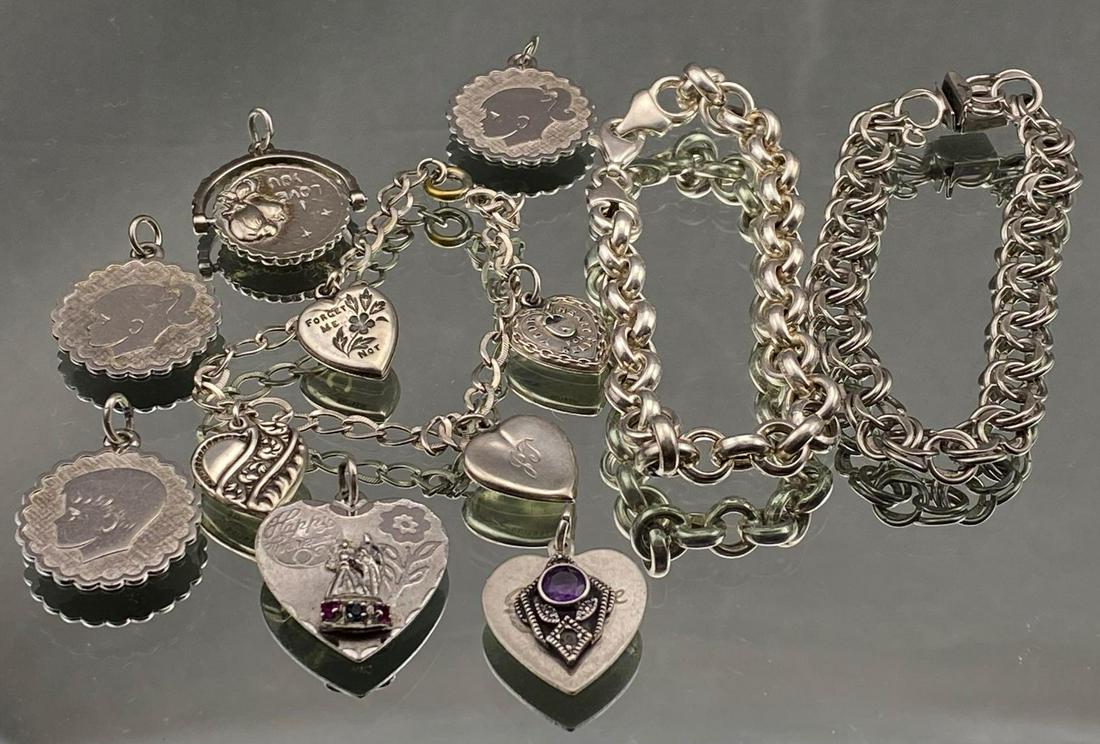 Lot of sterling silver charm bracelets and charms 59.9 (1 of 8)